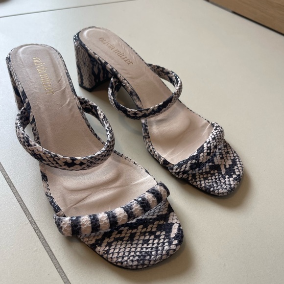 Olivia Miller Shoes - Snakeskin Block Heels